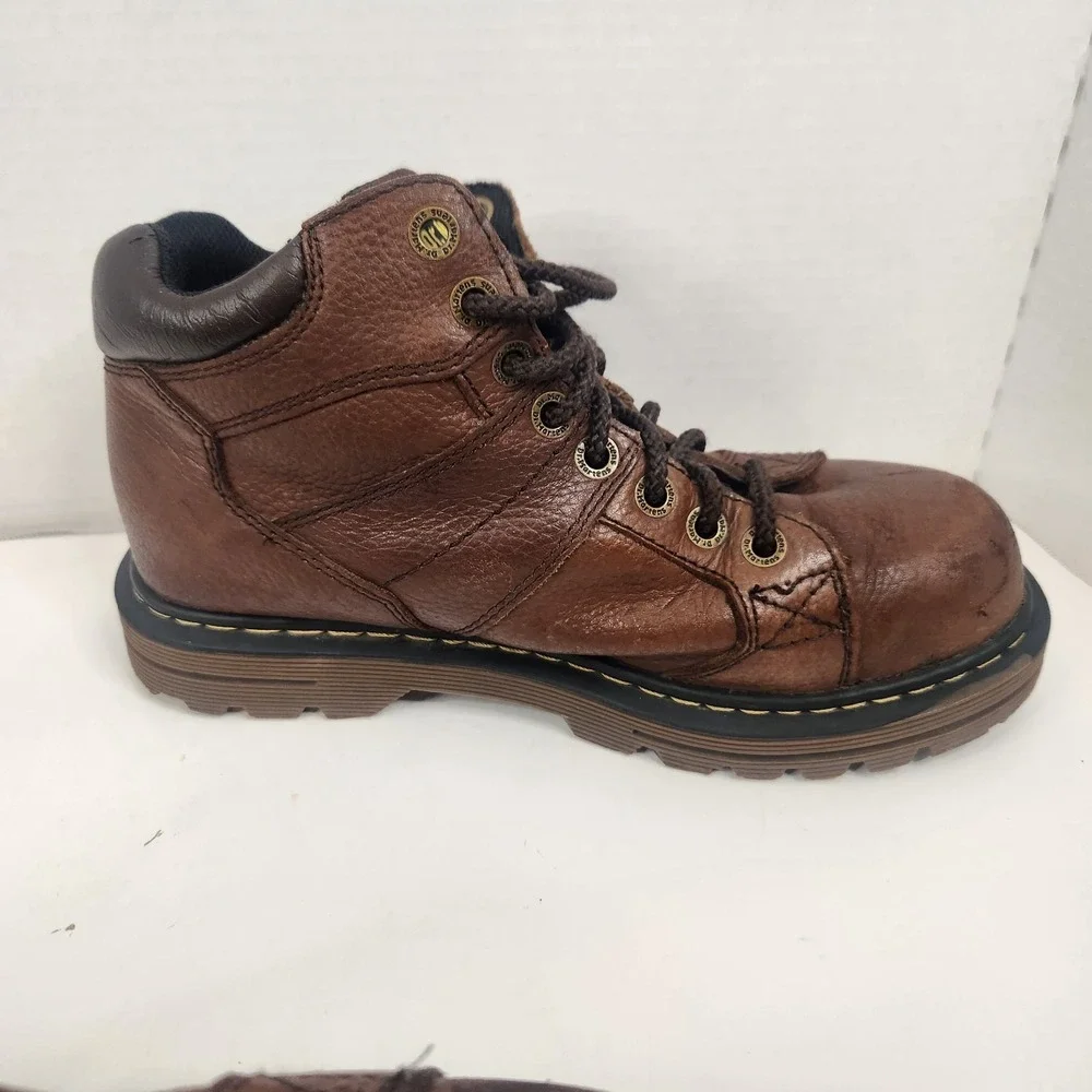 Dr Martens Mens Leather Ankle Boots Sz 8 Leather Steel Toe Work Hiking‎ Brown